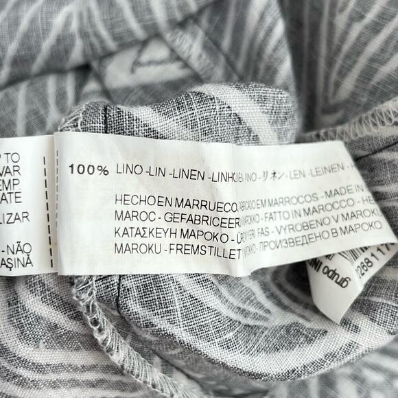 Zara 100% Linen Zebra Print‎ Mini Shirt Dress Short Sleeves Black White, Size XS - Picture 10 of 10